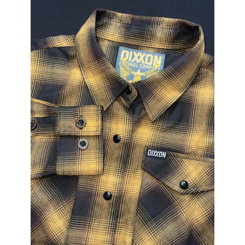 Dixxon Flannel Co Youth Medium Division Black Gold Standard Plaid Shirt Pearl
